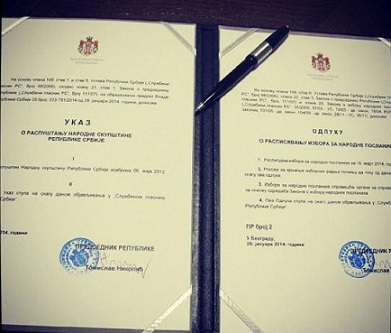 Томислав Николич подписал постановление о проведении досрочных парламентских выборов