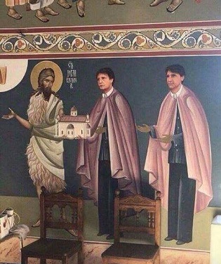 Бывшего министра обороны Сербии изобразили на фреске в храме