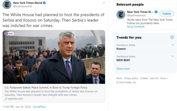 Американские журналисты по привычке обвинили в военных преступлениях президента Сербии