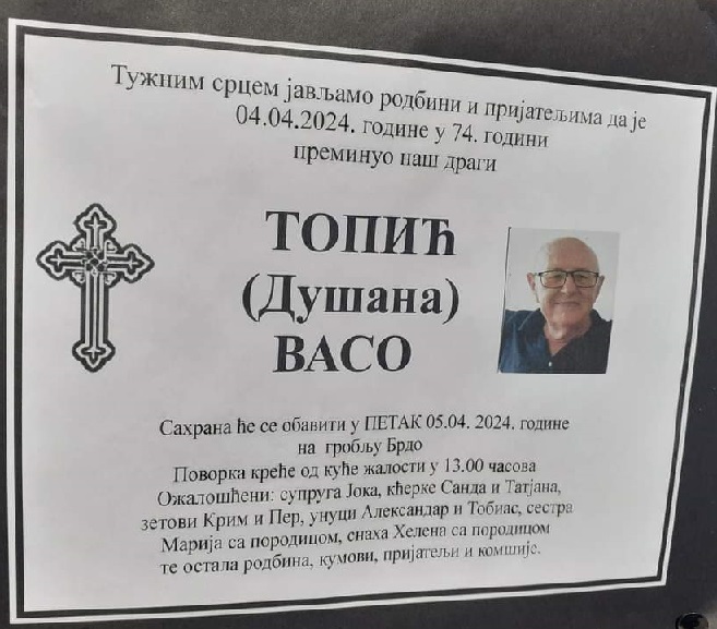 Умер Васо Топич, простой герой из Лакташей